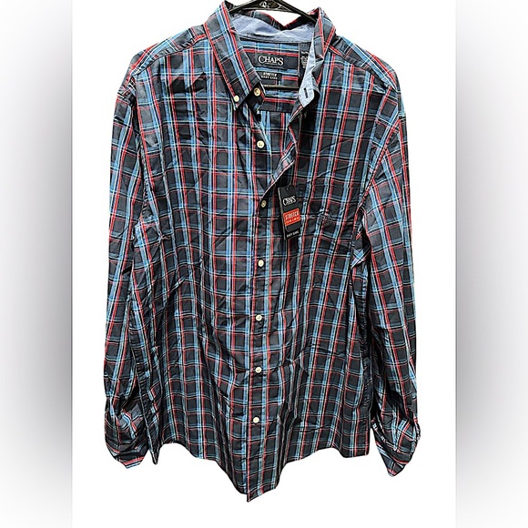 Chaps Men's Plaid Shirt - Red and Blue XL NWT - Picture 1 of 5